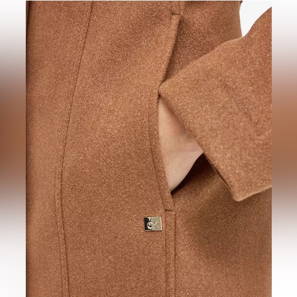 CALVIN KLEIN Walker Tobacco Melange Single-breasted Peacoat Infinite Stretch Lrg - Picture 11 of 12